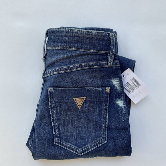 Guess Women’s 1981 High Rise Skinny Jeans Blue Distressed Wash Size 24 - Picture 2 of 14